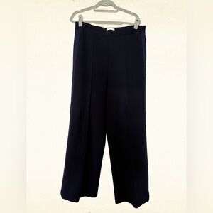 St. John Women’s Designer Luxury Navy Pull On Crepe Wide leg Pants - Size Large